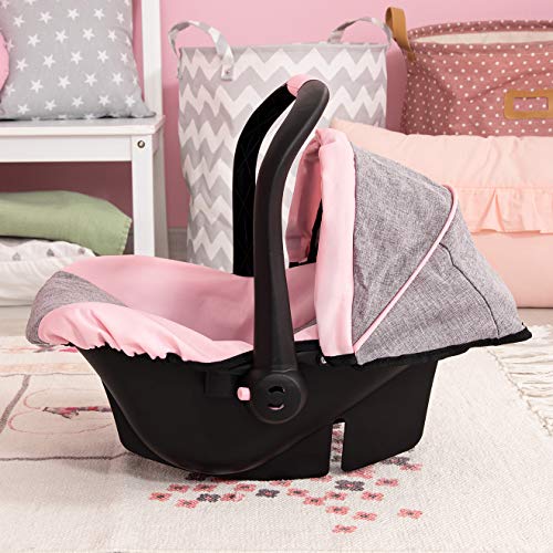 Bayer Design 67933Aa, Silla de Coche Easy Go, Accesorios, Asiento Para Bebé Muñeco, Gris, Rosado, Mariposa, Color Rosa