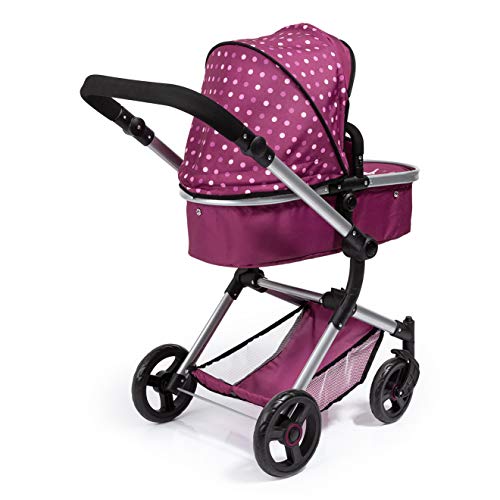 Bayer Design Design-18467AA 18467AA, Cochecito de muñecas, Carro Neo Vario, con Bolsa, Convertible, Plegable, Ajustable, Rojo con Hada, Color patrón