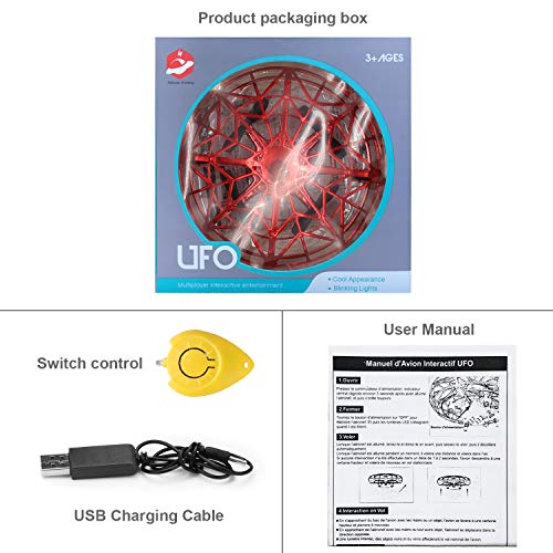 BDwing Mini Drones para niños y Adultos, RC UFO Helicóptero con Luces LED, Accionado a Mano Juguete Bola Volador Interactivo de inducción infrarrojo, Regalos para niños y niñas (rojo)