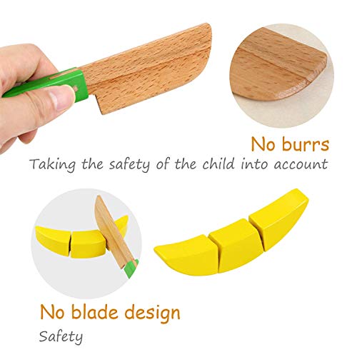 BelleStyle Juguetes Cortar Frutas Verduras de Madera, Gastronomia Saludable, Sin Toxico Juguetes Educativos para 3+ Nino (Magic Stickers)