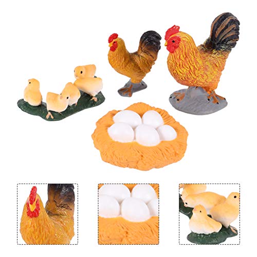 BESTonZON 1 juego/4 piezas de animales de granja, figuras de vida útil ciclo de gallina, gallina, safariología, crecimiento de los huevos, juguete escolar, proyectos para niños, cognitivos