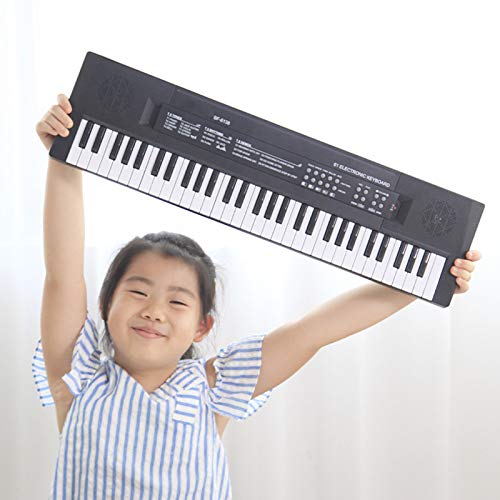 BestSiller Teclado de piano portátil de 54 llaves, mini teclado de música eléctrico para niños, juguete educativo para niños con fuente de alimentación dual y mini micrófono para principiantes