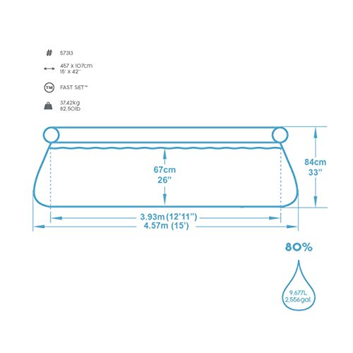 Bestway Fast Pool Set 457x84 cm, mit Filterpumpe Piscina con Bomba de Filtro (457 x 84 cm), Color Azul, (57313)