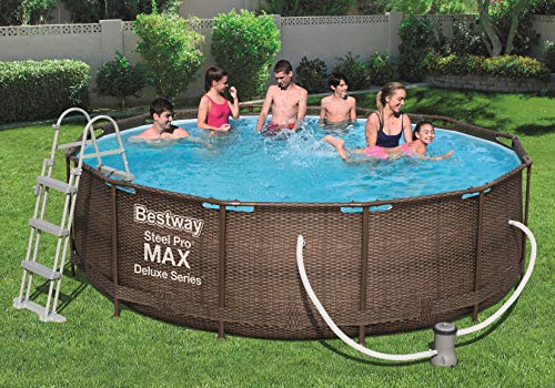 Bestway Steel ProMAX Deluxe Series Pool Set Juego de Piscina con Marco de Acero con Bomba de Filtro, marrón, 366 x 100 cm