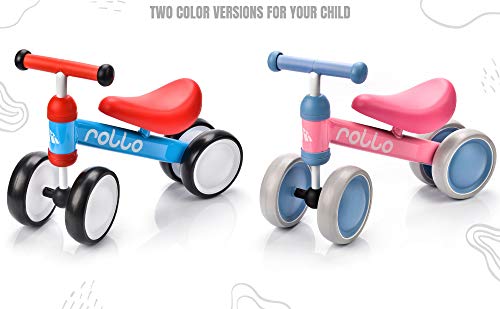 Bicicleta sin Pedales para Niños 1-5 años hasta 20 kg Ultraligera Mini Bici Bebés Infantil Andadores Bebé Equilibrio con Sillín y Manilar Regulable Ruedas bombeadas First Bike (Rollo Pink/Blue)