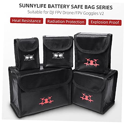 Bolsa de incendio de la batería para DJI FPV Googles V2 Store 2Battery Drone Bolsa protectora a prueba de explosiones sin herramientas, fácil de instalar
