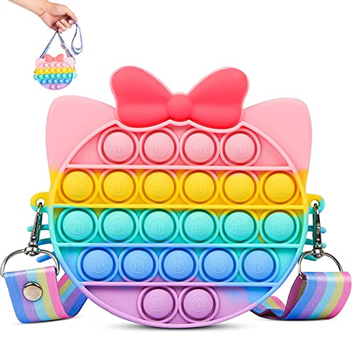 Bolso Pop Push It, Pop Fidget Bolso de Hombro de Juguete, Bolso Pop Push It 2 En 1 Fidget Toy Pack con Bandolera Ajustable, Adulto De Los NiñOs del Juguete Antiestrés (Gato)