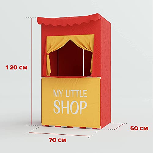 Bomodoro- Teatro de Marionetas Infantil Reversible a pequeña Tienda 120 x 70 x 50 cm Color Rojo para Uso Interior y Exterior