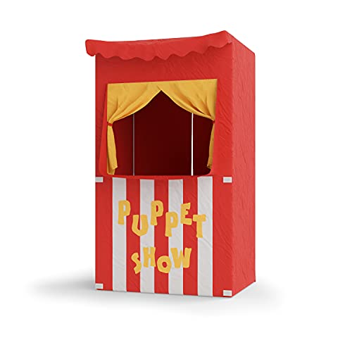 Bomodoro- Teatro de Marionetas Infantil Reversible a pequeña Tienda 120 x 70 x 50 cm Color Rojo para Uso Interior y Exterior