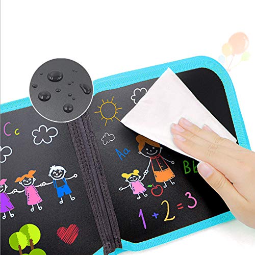 Bostar Tablero Escritura de Dibujo Portátil para Niños Libros Blandos de Pizarra Juguetes para Educación Preescolar para Bebés con Plumas de Colores (A, 14 páginas+12plumas)