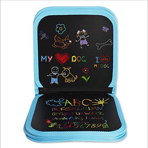 Bostar Tablero Escritura de Dibujo Portátil para Niños Libros Blandos de Pizarra Juguetes para Educación Preescolar para Bebés con Plumas de Colores (A, 14 páginas+12plumas)