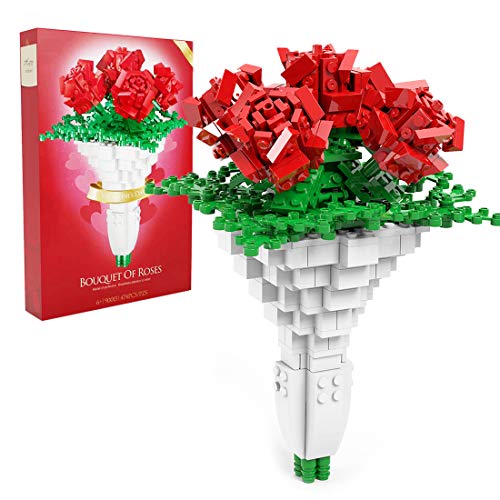 BOUN Bloque de Construcción de Flores Rosa, Botanical Ramo de Flores Set de Construcción Compatible con Lego 10280, 474 Piezas