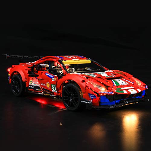 BRIKSMAX Kit de iluminación LED Controlador Remoto Multifuncional para Lego Technic Ferrari 488 GTE AF Corse #51" - Compatible con Lego 42125 Building Blocks Model- No incluir el Conjunto de Lego