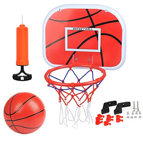 BUYGOO Canasta Baloncesto Infantil Habitacion con Aros Balón y Bomba, Mini Juguetes Deportivos para Interiores y Exteriores