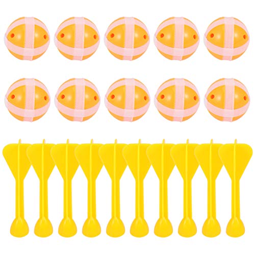 CLISPEED Juego de 20 pelotas de velcro con dardos para niños, juego de pelota de pesca, juego de pelota, juego de pelotas de repuesto, juego de velcro para jugar en la playa y al aire libre