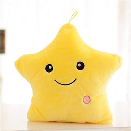 Cojín de peluche con luz LED, estrella de peluche, suave, muñeca para niños, novia, cojín para la espalda, decoración del hogar, juguete para Navidad, regalo de cumpleaños, color amarillo