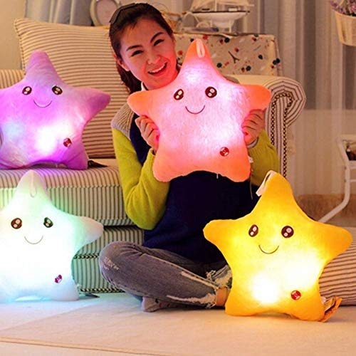 Cojín de peluche con luz LED, estrella de peluche, suave, muñeca para niños, novia, cojín para la espalda, decoración del hogar, juguete para Navidad, regalo de cumpleaños, color amarillo