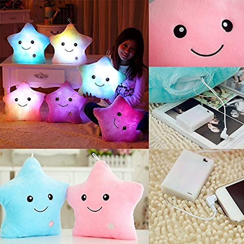 Cojín de peluche con luz LED, estrella de peluche, suave, muñeca para niños, novia, cojín para la espalda, decoración del hogar, juguete para Navidad, regalo de cumpleaños, color amarillo