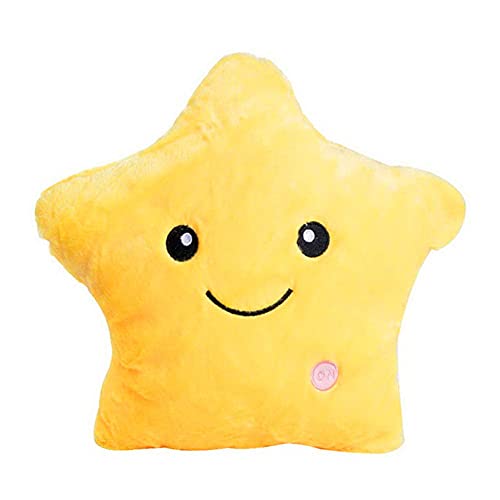 Cojín de peluche con luz LED, estrella de peluche, suave, muñeca para niños, novia, cojín para la espalda, decoración del hogar, juguete para Navidad, regalo de cumpleaños, color amarillo