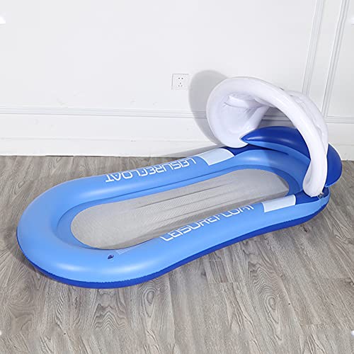 Colchoneta hinchable para piscina, juguete, hamaca, con red, para adultos, 150 x 90 cm, juego de agua, plegable, para piscina, silla de agua (azul)