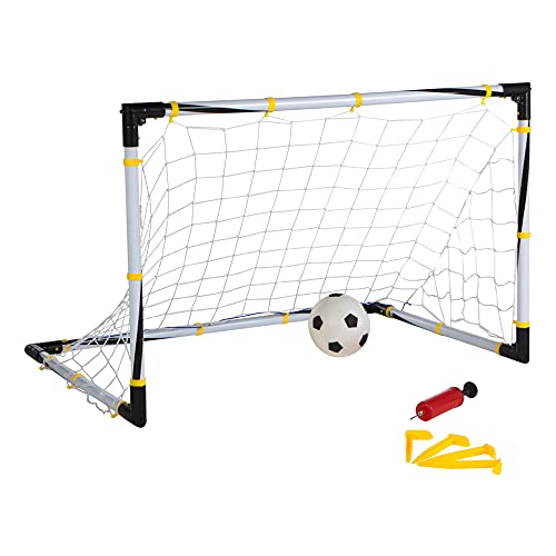 ColorBaby - Portería fútbol, Portería plegable, con balón, hinchador, Portería fútbol niños jardín, 90x59x59 cm, 4 piquetas, Juegos de exterior, +6 años, CB Toys (43482)