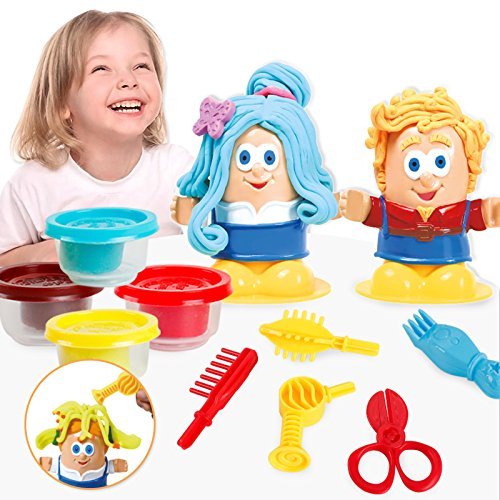 Colorido no venenoso para niños Barber Clay Juego Dough Hairstyle Juego de Juego Kit Clay Dough Mold Juego DIY Toy Juego de imaginación