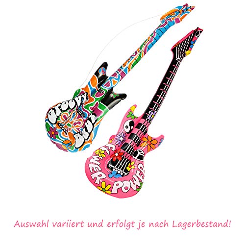 com-four® 2X Guitarras inflables en el Estilo Hippie - Guitarra de Aire Carnaval [la selección varía] - Artículo para Fiestas (Air Guitar - 2 Piezas)