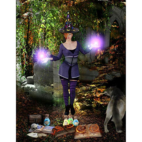 com-four® Disfraz de 2 Piezas de Sombrero de Bruja y Varita mágica para niños - para Fiesta de Disfraces y Halloween (02 Piezas - Sombrero de Bruja + Varita mágica)