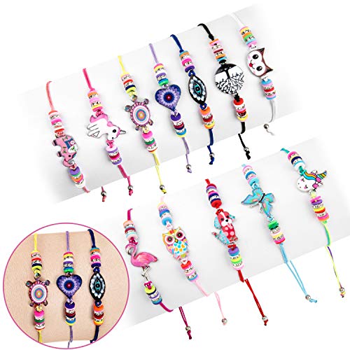 Comius Sharp Pulsera Amistad, 12 Piezas Pulsera Niña Pulsera Unicornio, Pulseras de Cuerda Trenzad Brazalete Joyería, Niña Regalo de Cumpleaños de Fiesta