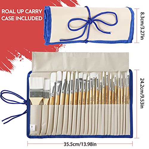 Conda Conjunto 24 Pinceles Profesionales con Funda de Lona Resistente, Pintura Acrílica, Pintura a Base De Óleo o Acuarelas