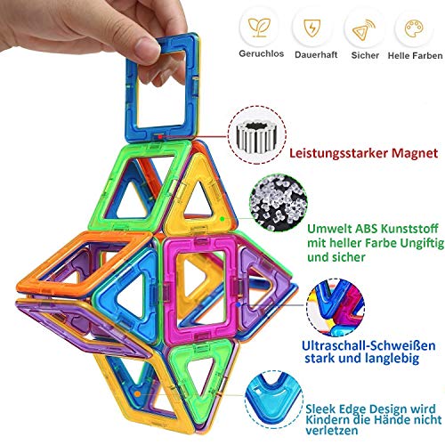 Condis 120 Piezas Bloques de Construcción Magnéticos para Niños, Juguetes Niños de 3 4 5 6 7 8 Años Juegos Magneticos Educativos Viaje Juego de Imanes magneticas para Niños Niñas Montessori Regalos