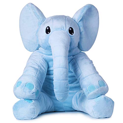 corimori® - Elefant Nio, Peluche XXL Grande de 60 cm para niños pequeños, Mullido y Suave, Calidad de Color Azul.