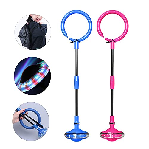 Coriver 2 pelotas deportivas para columpios, pelotas de salto de tobillo plegables con mochilas de almacenamiento, anillo de salto de fitness con brillo intermitente para niños y adultos