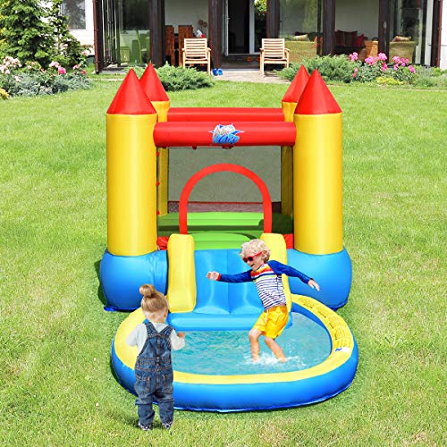 COSTWAY Castillo Hinchable con Tobogán y Piscina Castillo Inflable de Jugego con 30 Bolas para Niños 365x200x190cm Sin Soplador