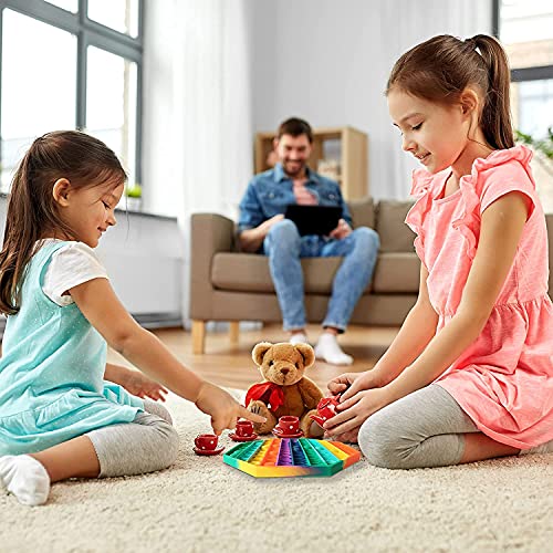 CRAZYCHIC - Pop It Gigante Con Dados Fidget Toys - Popit XXL Grande Push Bubble Juguetes Niños Barato - Juegos Antiestres Dice Game Hijos Adultos - Burbujas Multicolor Arco Iris Regalo - Mariposa Rosa