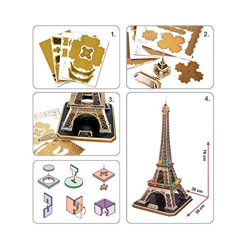 CubicFun- Puzzle 3D LED Torre Eiffel (CPA Toy Group Trading S.L. 5523214)