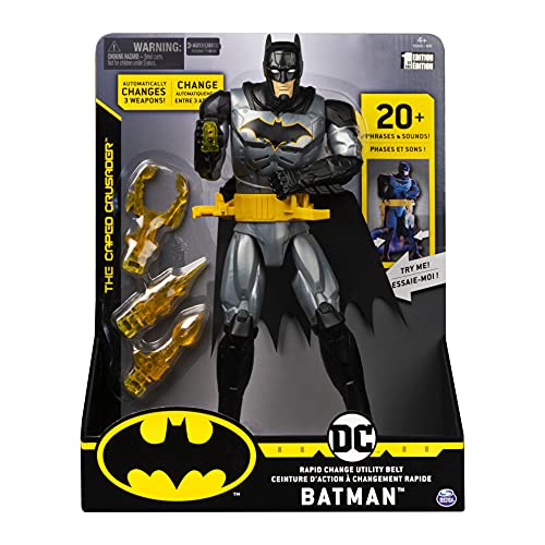 DC Comics 6055159 Cinturón de Utilidad de Cambio rápido de 12 Pulgadas Batman Deluxe Figura de acción con Luces y Sonidos (los Estilos y Colores Pueden Variar)