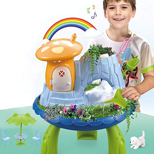deAO Jardín en Miniatura Mi Cuento de Hadas Casita en el Bosque Mágico con Características de Niebla Juego de Botánica Infantil Incluye Semillas, Tierra y Accesorios Casa Encantada de Muñecas