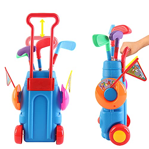 deAO Jóvenes Golfistas Divertido Juego de Golf para Principiantes Conjunto Infantil Incluye Palo de Golf, Carrito, Hoyos de Práctica, Tees y Pelotas