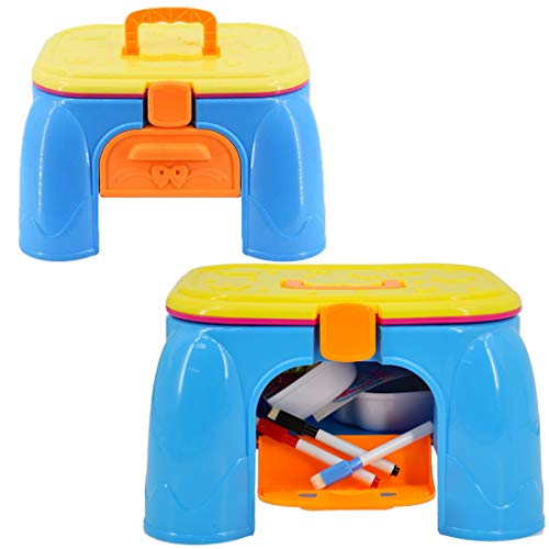 deAO Kit Actividades Creativas - Pizarra Magnética en Taburete / Maletín Portable con Accesorios Incluidos