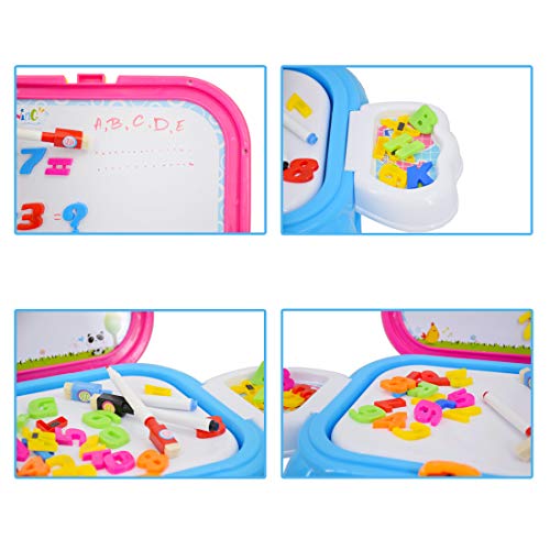 deAO Kit Actividades Creativas - Pizarra Magnética en Taburete / Maletín Portable con Accesorios Incluidos