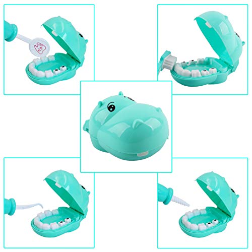 deAO Maletín de Doctor y Dentista Conjunto 2en1 Doctor y Enfermería Clínica Dental Juego para Niños y Niñas Incluye 17 Accesorios Luces y Sonidos Juegos de Imitación (Azul)