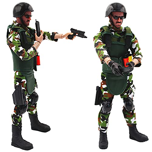 deAO Soldados de Fuerzas Armadas Conjunto de 2 Figuras de Acción Unidad de Defensa Militar Muñecos de Combate con Accesorios Incluidos