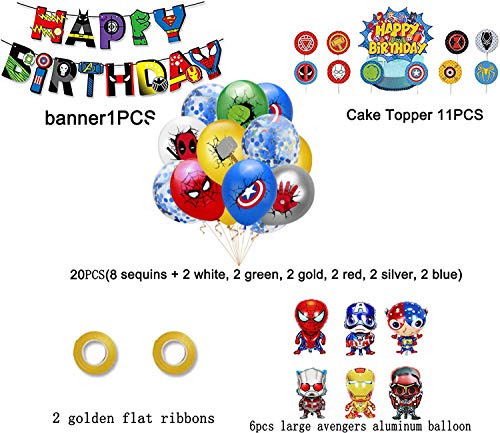 Decoracion Cumpleaños Superheroes Globos de Superheroes Feliz Cumpleaños del Pancarta Superhéroes Cake Toppers