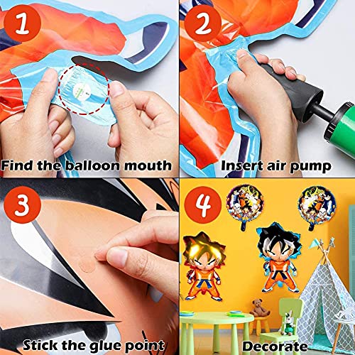 Decoración de Globos de Fiesta de Dragon Ball, Decoración de Fiesta de Cumpleaños para Niños, Globos de Papel de Aluminio de Dibujos Animados de Dragon Ball Goku de cumpleaños de Dragon Ball