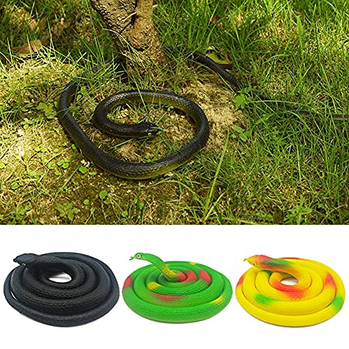 Decoración de Halloween, 3 piezas Serpiente de goma, Serpiente realista de juguete para Asustar a los Pájaros, Bromas, Decoración de Halloween