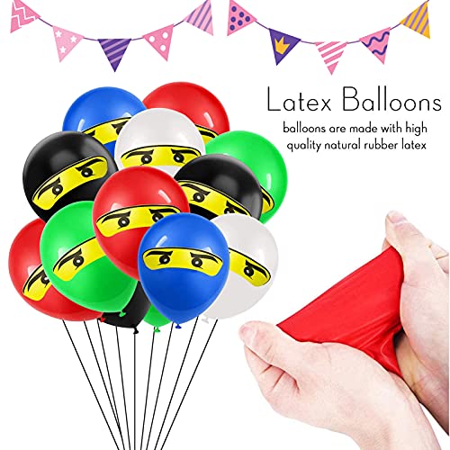 Decoraciones de Fiesta de Globos Ninja, 50 piezas Globos de látex Impresos Cumpleaños de Ninja Globos para fiestas de Niños, para jardín de infantes familia fiesta cumpleaños