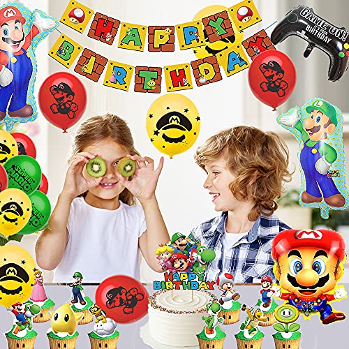 Decoraciones de Super Mario Cumpleaños Globos de Super Mario Cumpleaños Pancarta de Feliz Cumpleaños Decoraciones de Super Mario