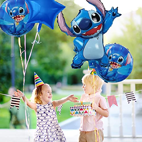 Decoraciones para fiestas de Lilo y Stitch - Tomicy 5 Pcs Globos para fiestas de Niños, Balloons Party Foil Balloons for Kids Gift Birthday Party Supplies Set Decor
