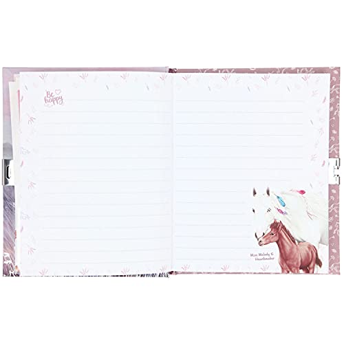Depesche- Miss Melody - Diario con Cerradura, 192 páginas con Rayas e ilustradas para anotaciones, Incluye Pegatinas para adornar, Aprox. 19 x 16 x 2,3 cm, Color carbón (11482)